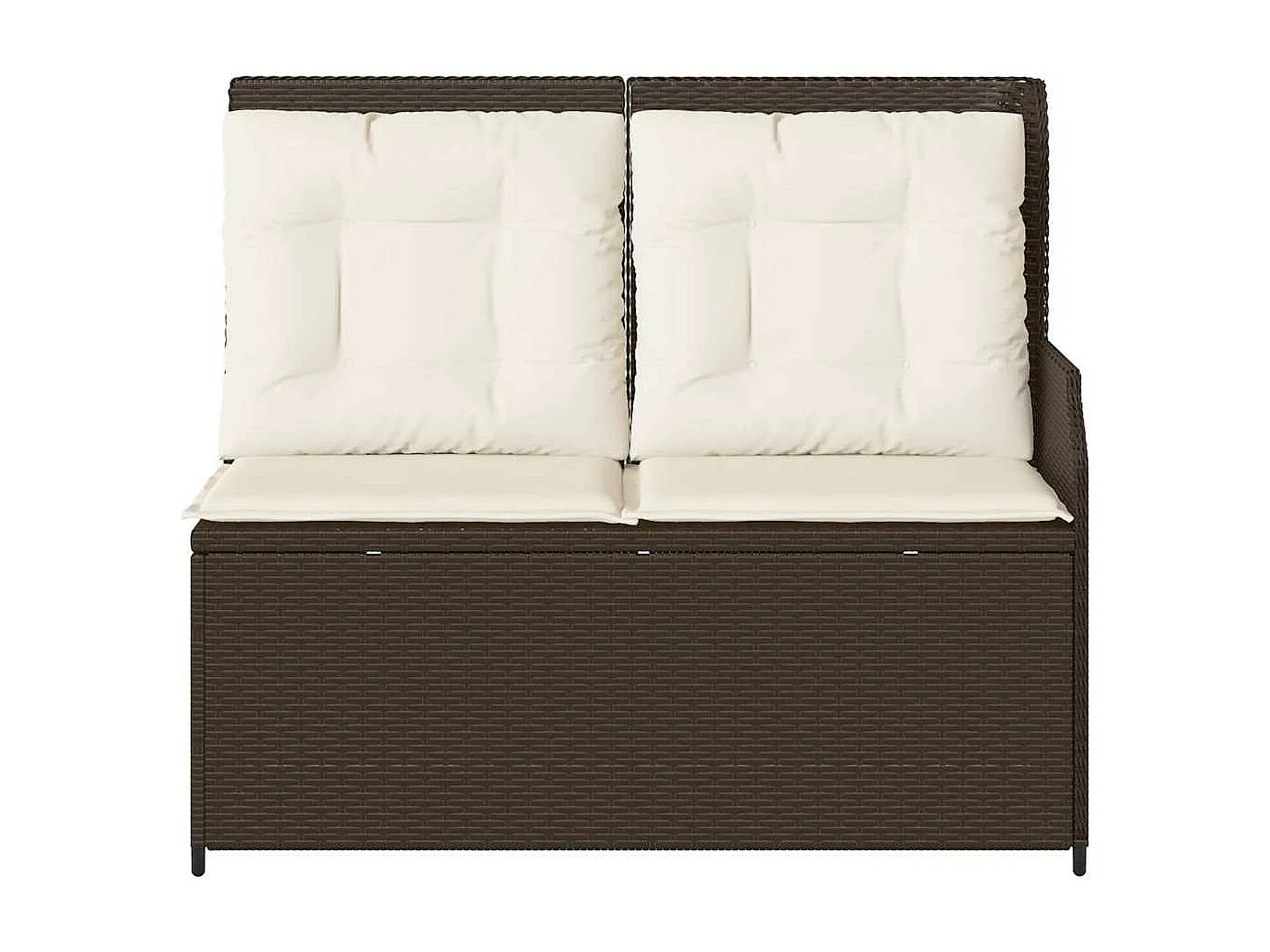 Banco de jardim reclinável com almofadões vime PE castanho