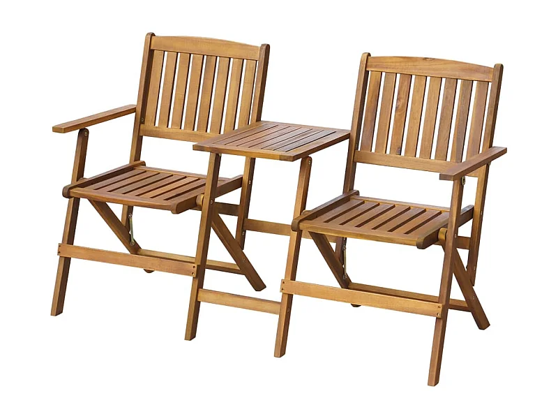 Banco de jardín plegable con mesita 140 cm madera maciza acacia