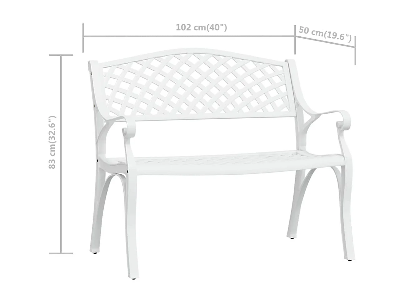 Banc de jardin 102 cm Aluminium coulé Blanc