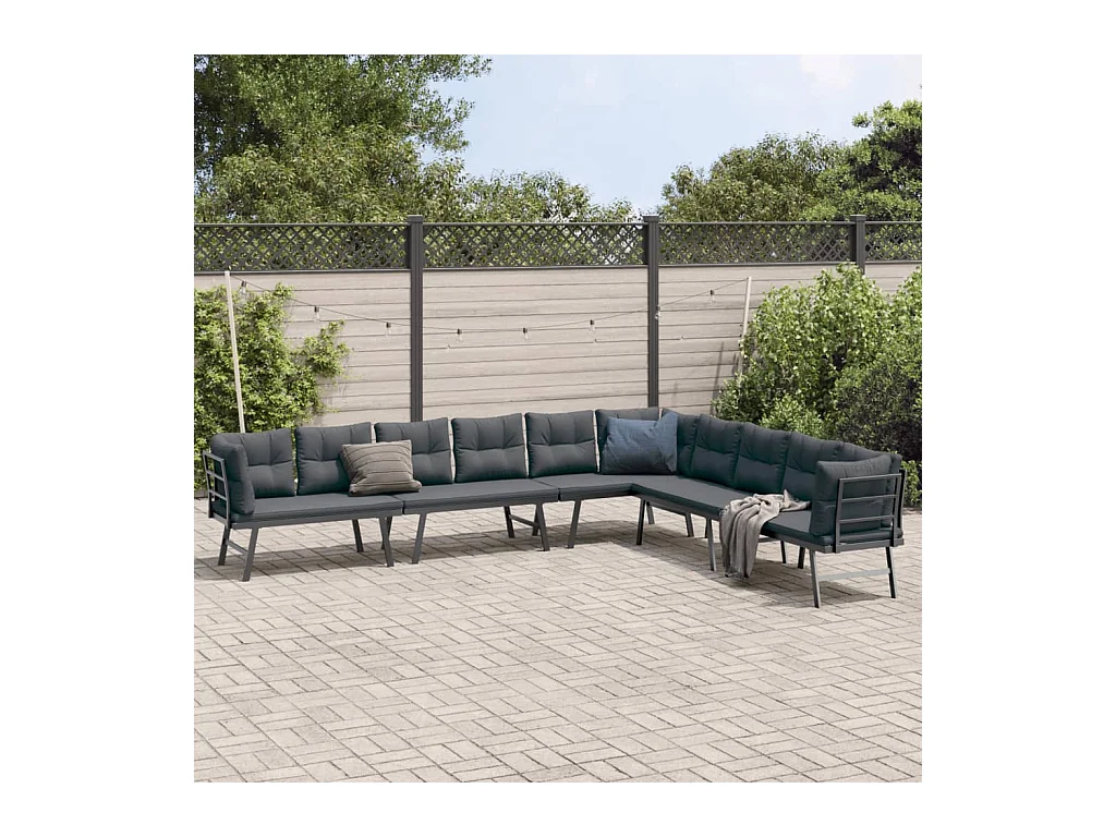 Bancs de jardin avec coussins lot de 4 acier enduit de poudre
