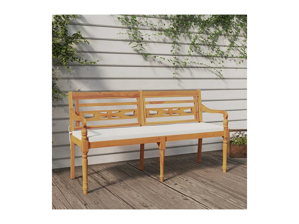 Banc Batavia avec coussin 150 cm Bois de teck massif