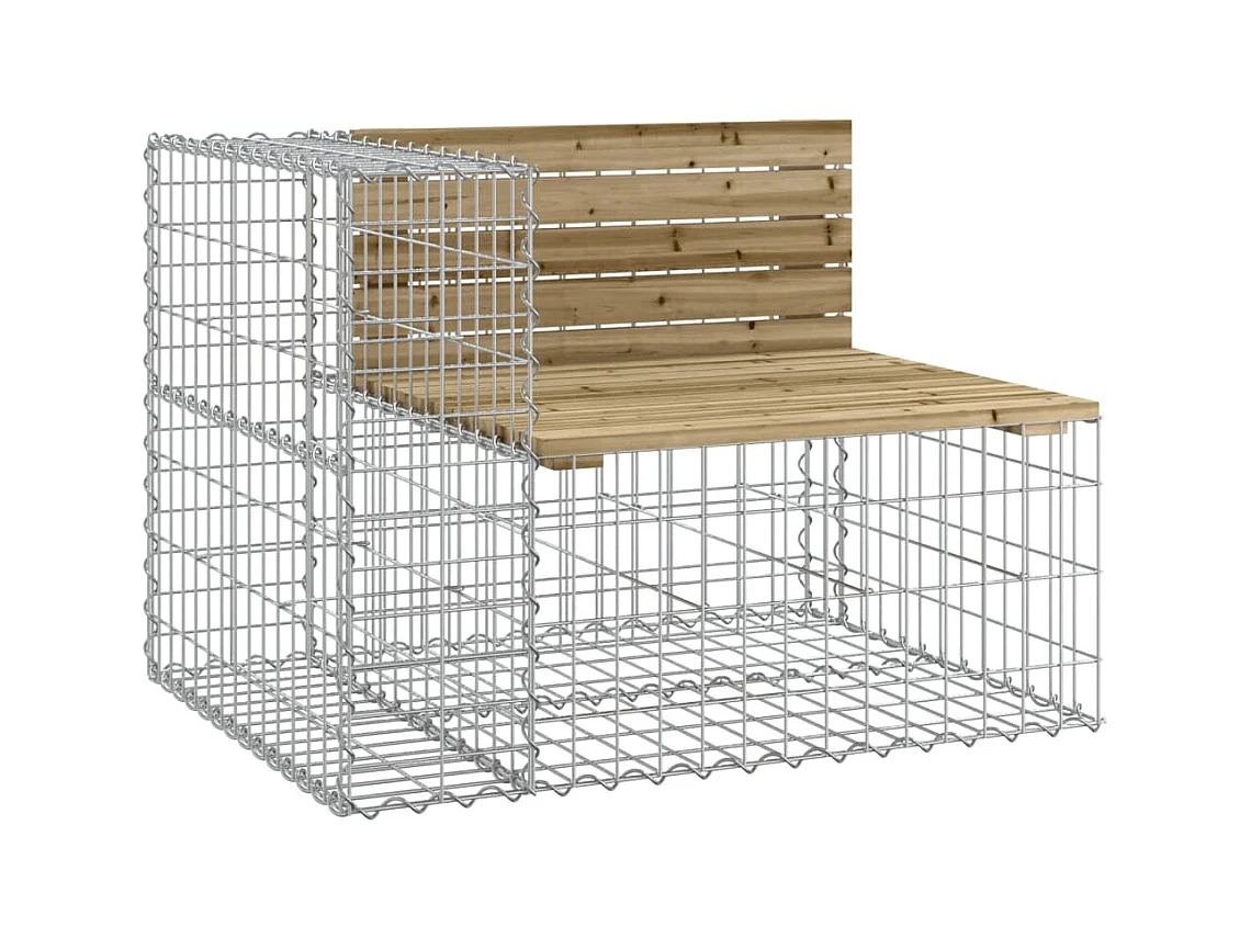Banc de jardin design gabion 287x71x65,5cm bois de pin imprégné