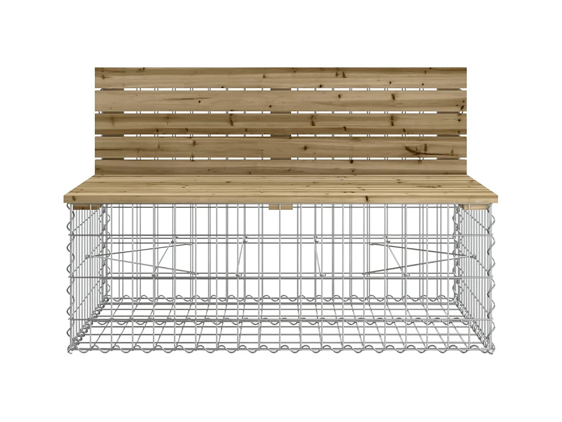 Banc de jardin design gabion 287x71x65,5cm bois de pin imprégné