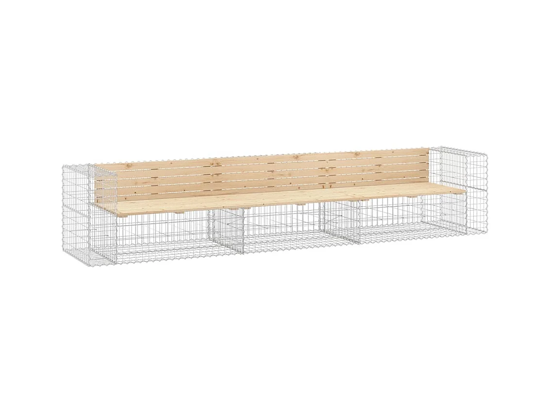 Banc de jardin design gabion 347x71x65,5 cm bois massif de pin