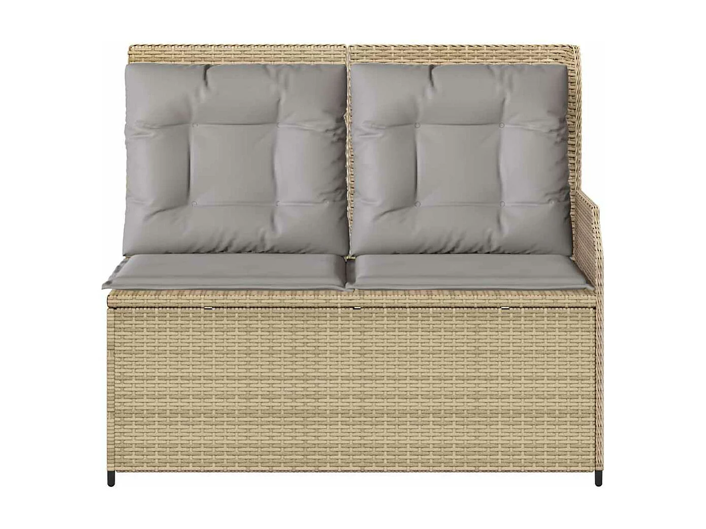 Banc inclinable de jardin avec coussins beige résine tressée