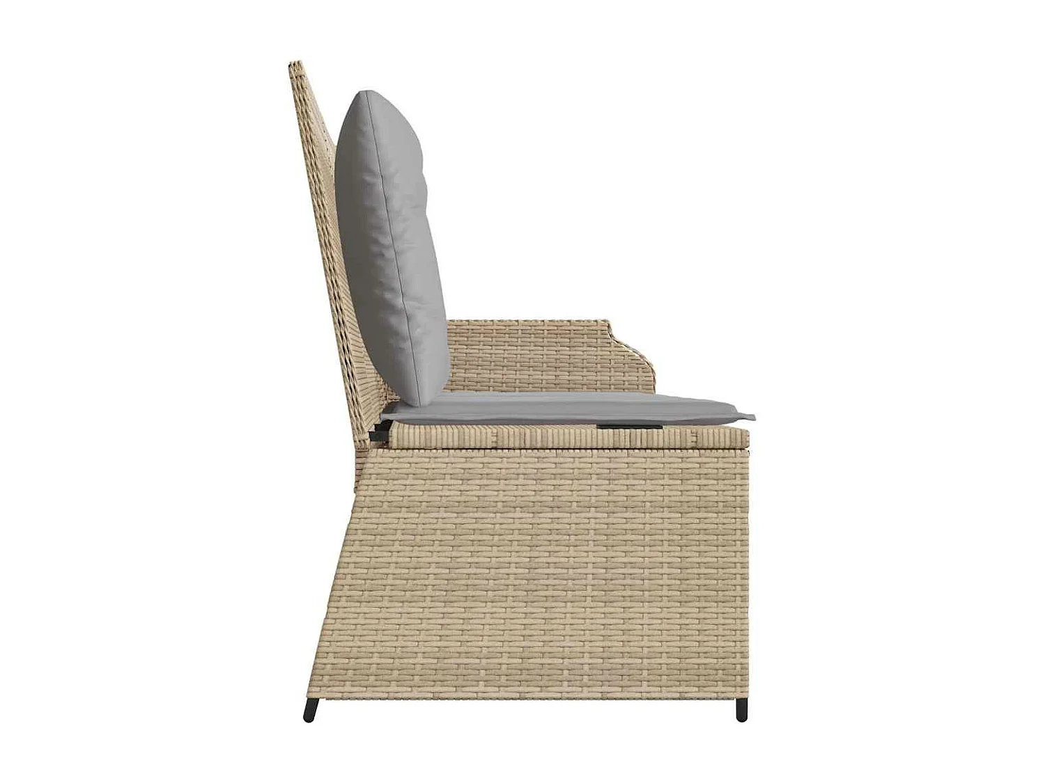 Banc inclinable de jardin avec coussins beige résine tressée