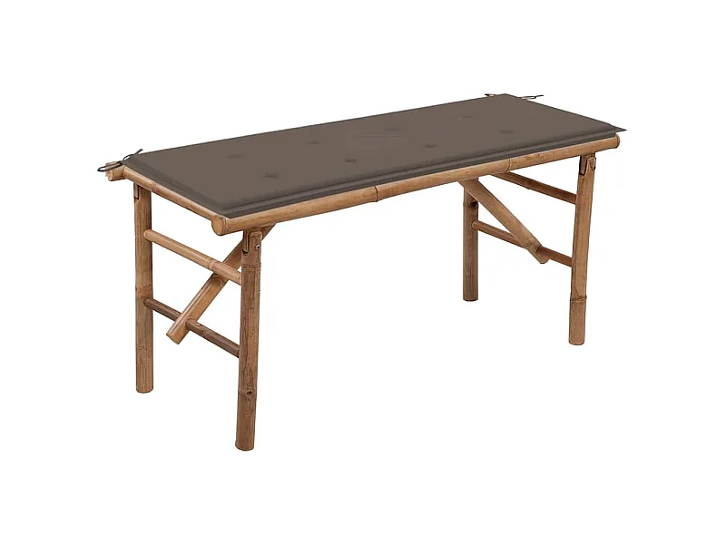 Banc de jardin pliable avec coussin 118 cm Bambou