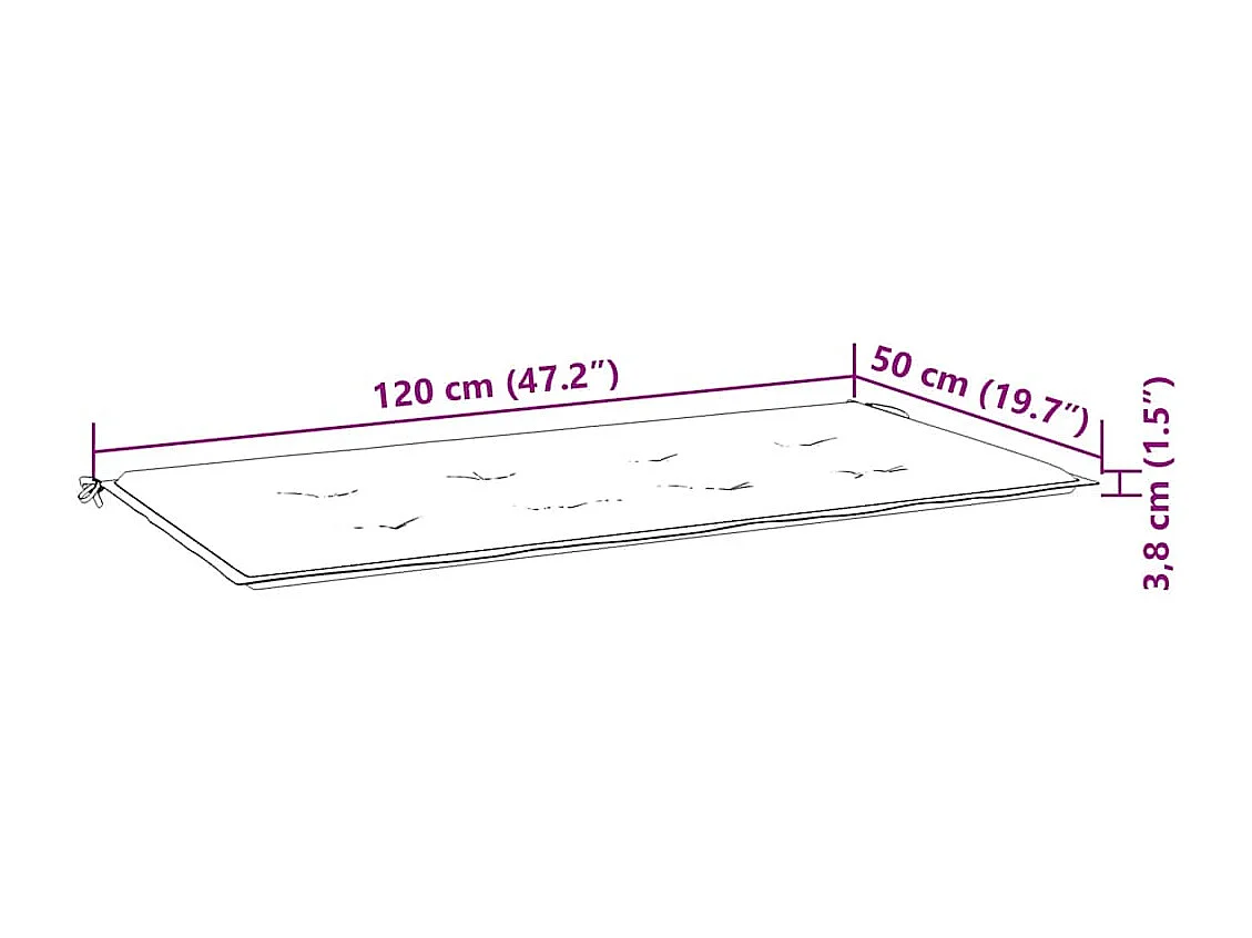 Banco de jardín plegable con cojín bambú 118 cm