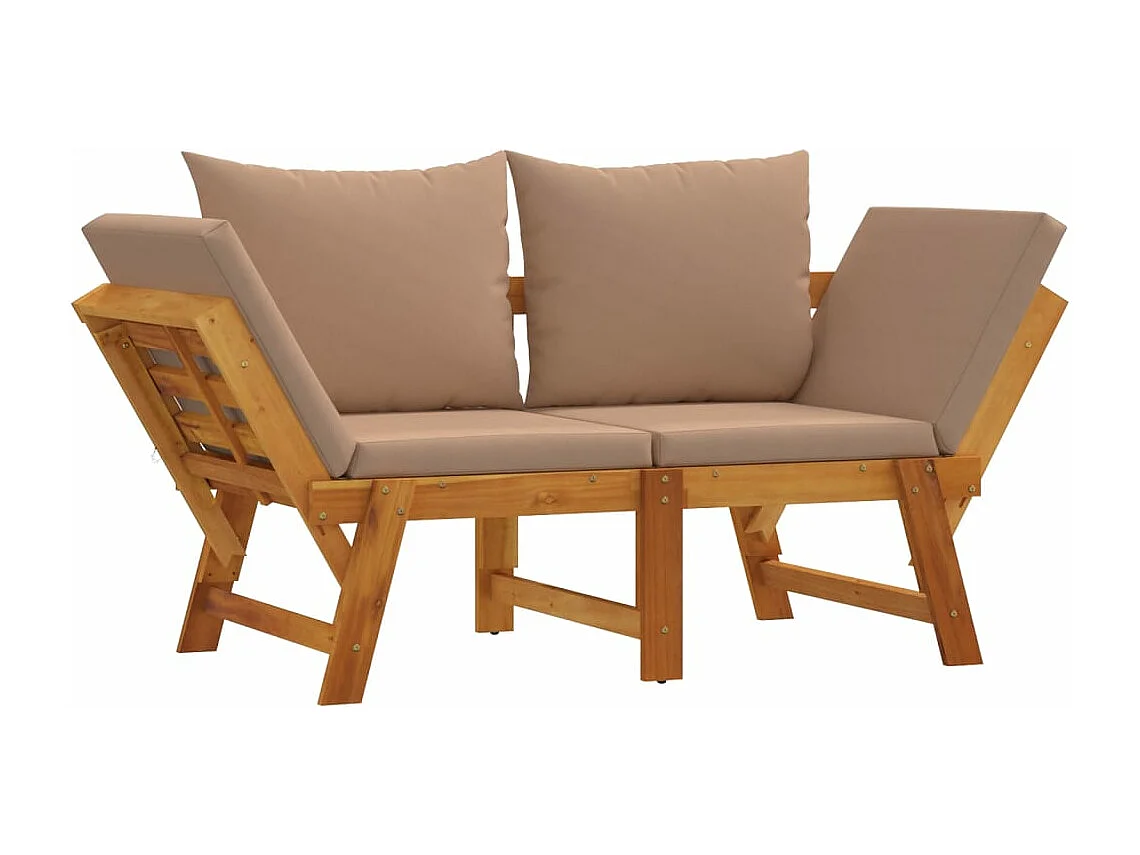 Banc de jardin avec coussins 2 en 1 bois d'acacia massif