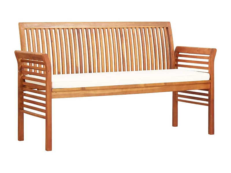 Banco de jardim 3 lugares com almofadão 150 cm acácia maciça