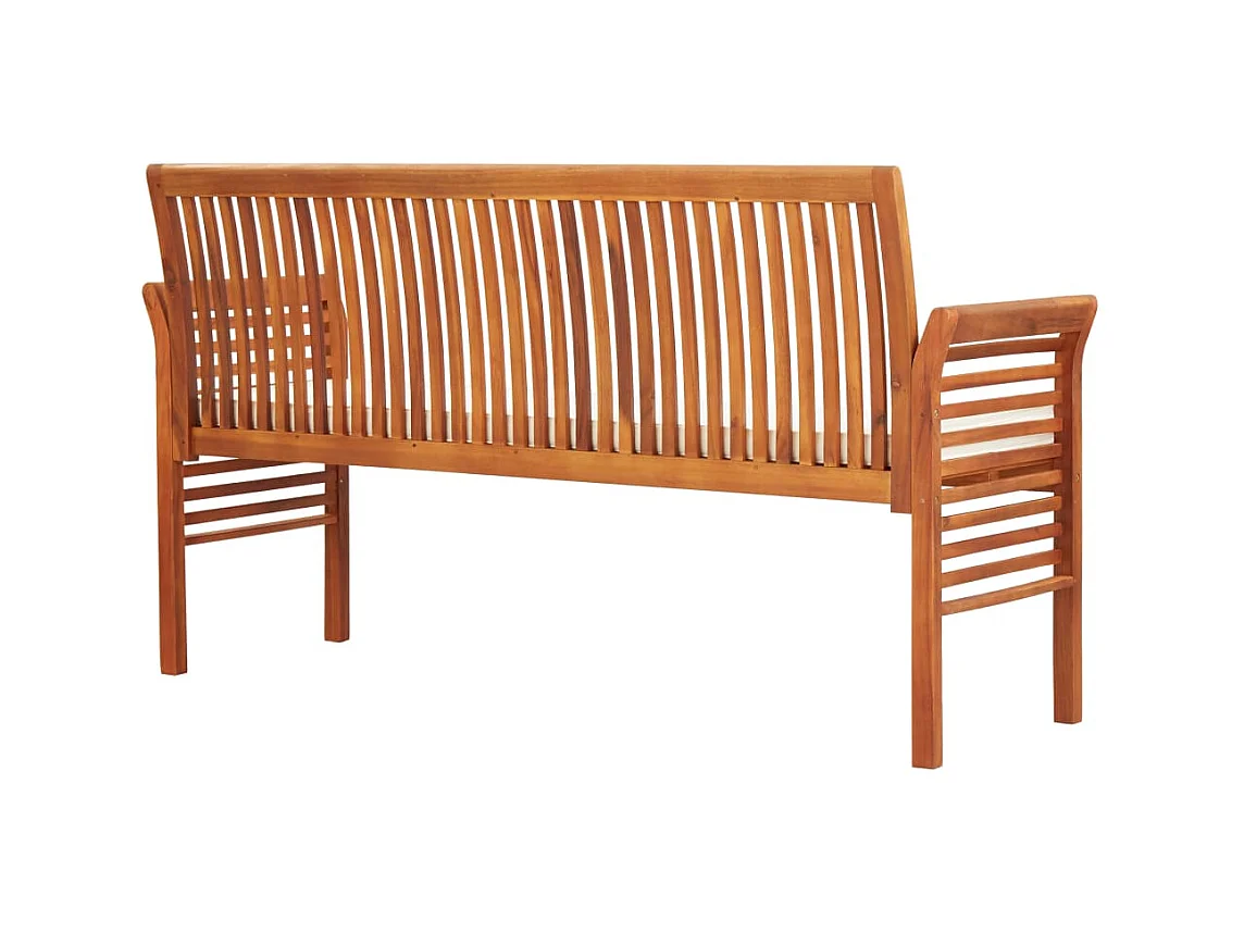 Banco de jardim 3 lugares com almofadão 150 cm acácia maciça