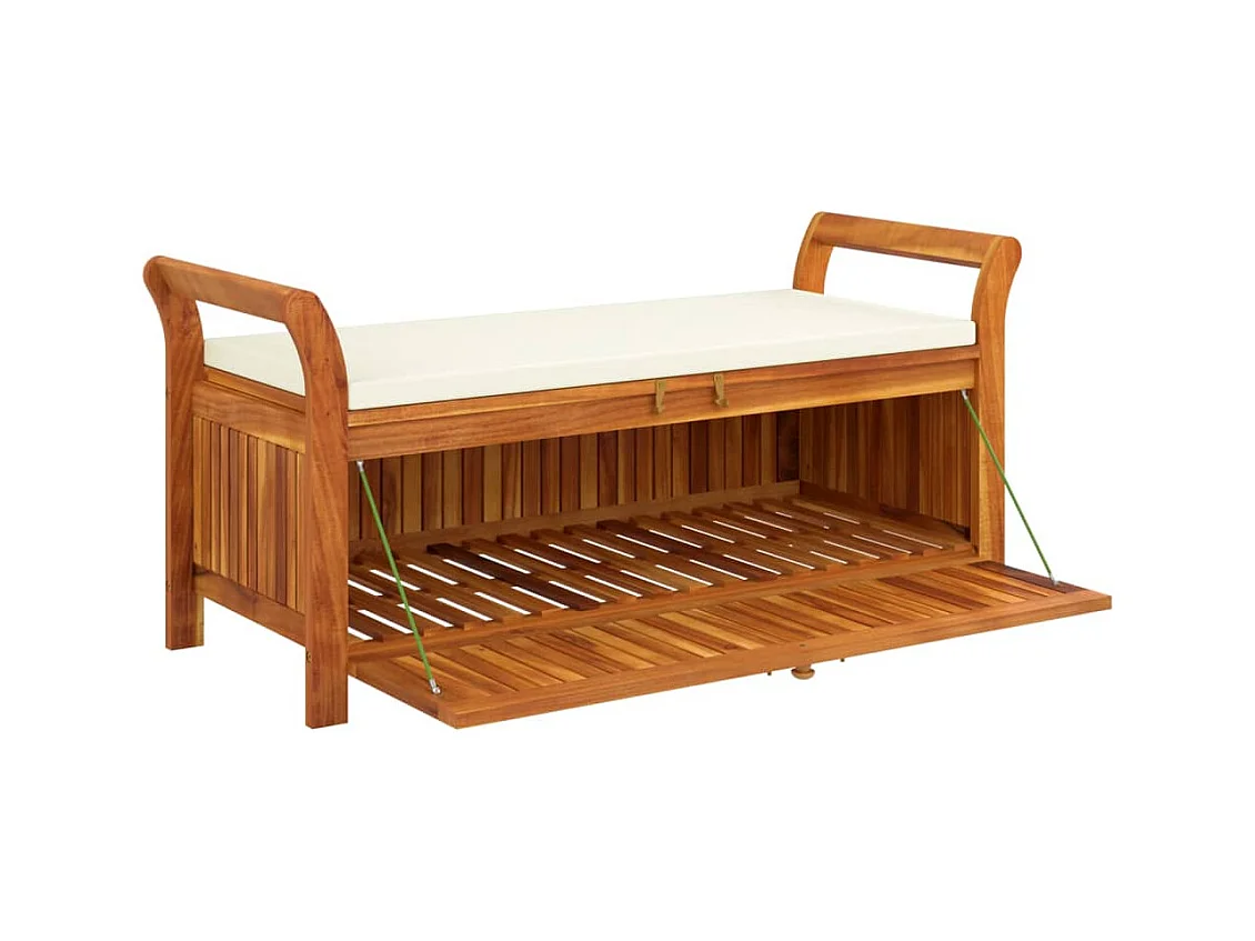 Banc de rangement de jardin avec coussin 126 cm Bois d'acacia