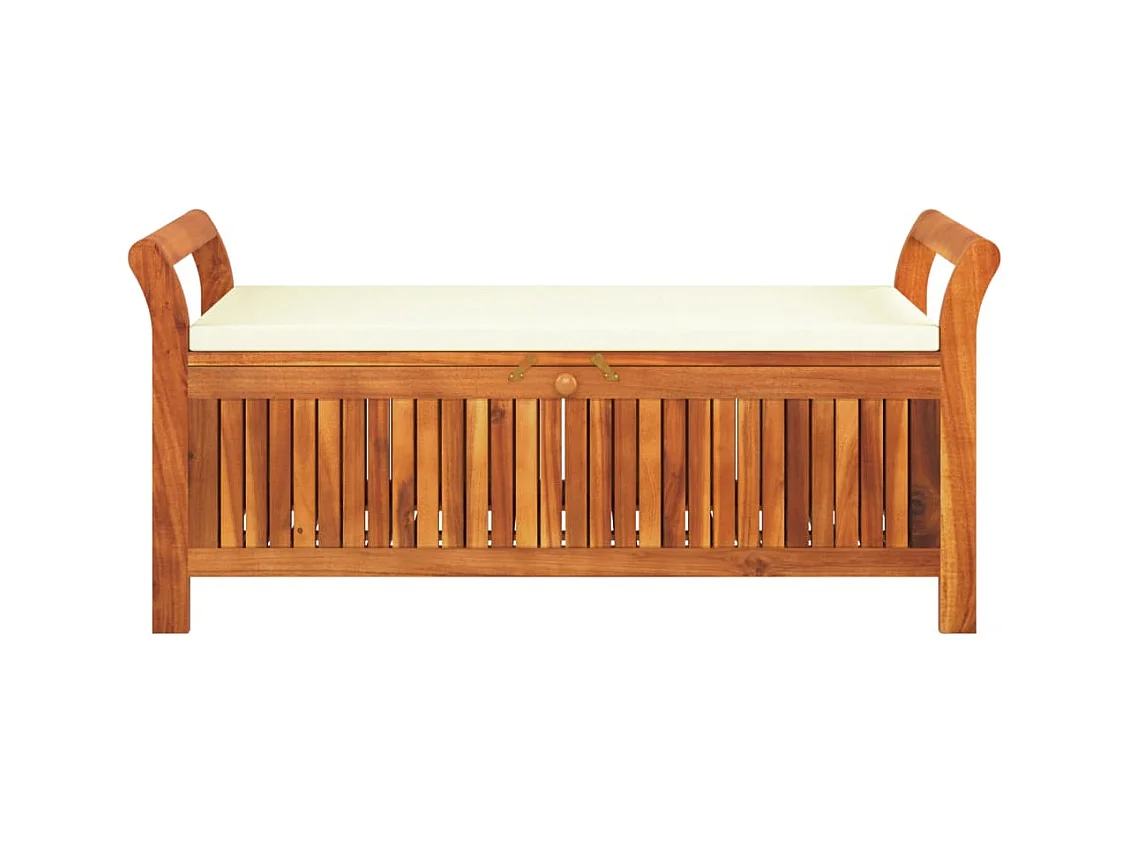 Banc de rangement de jardin avec coussin 126 cm Bois d'acacia