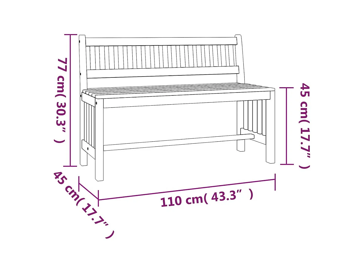 Banc de jardin 110 cm bois massif d'eucalyptus