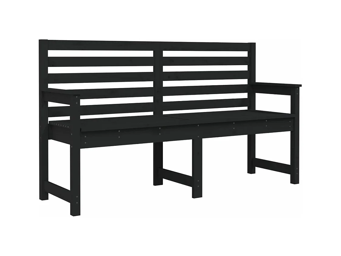 Banco de jardín madera maciza pino negro 159,5x48x91,5 cm