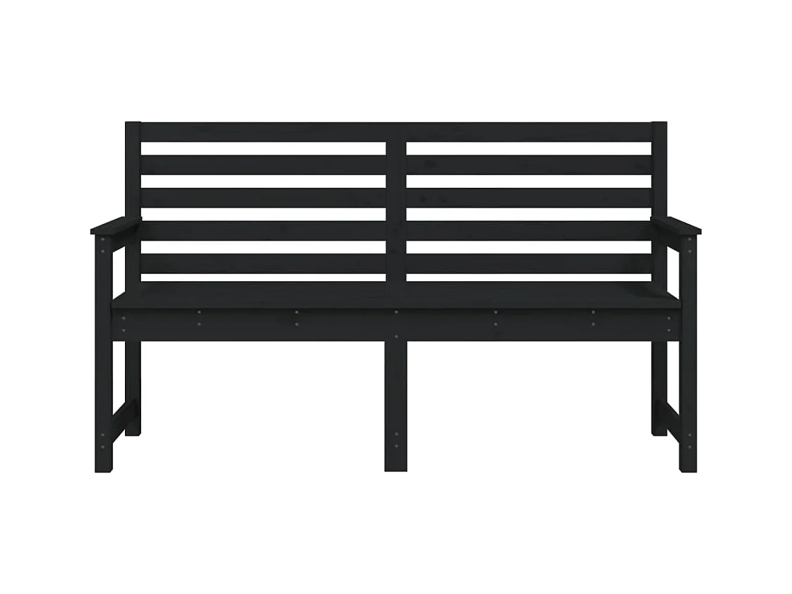 Banco de jardín madera maciza pino negro 159,5x48x91,5 cm