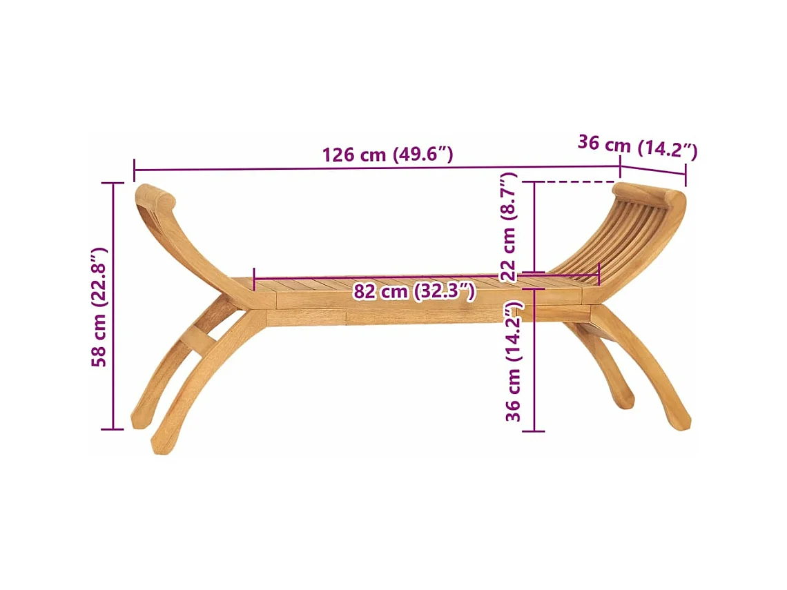 Banc de jardin 120 cm Bois de teck solide