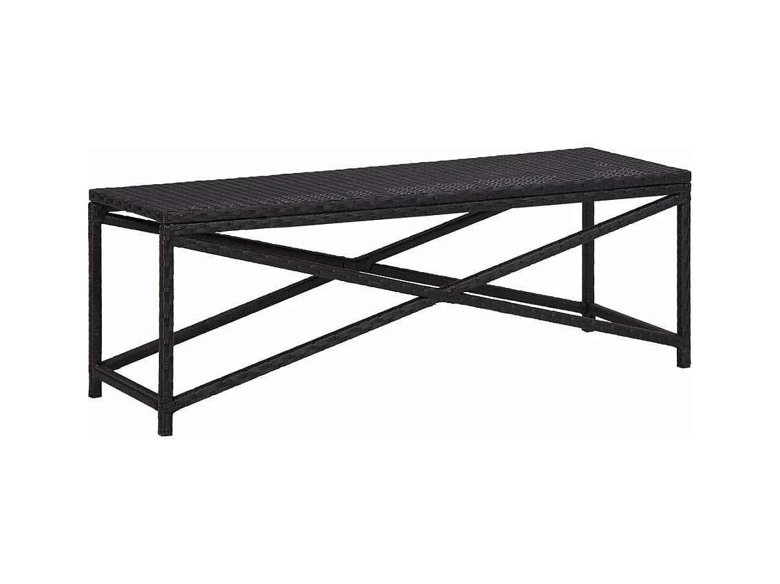 Banc de jardin 120 cm Résine tressée Noir