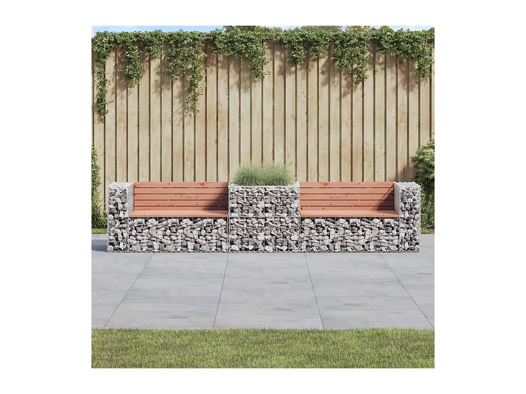 Banc de jardin avec panier en gabion bois massif de douglas