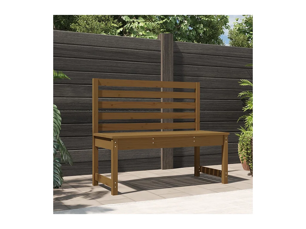 Banc de jardin marron miel 109 cm bois de pin massif