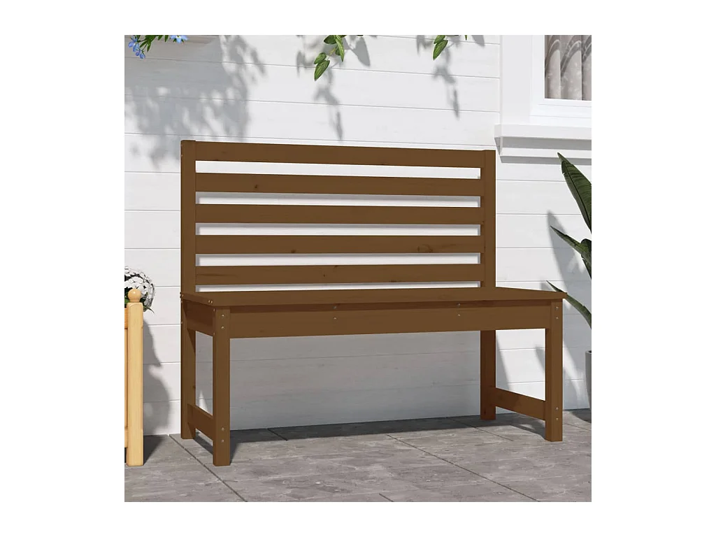 Banc de jardin marron miel 109 cm bois de pin massif