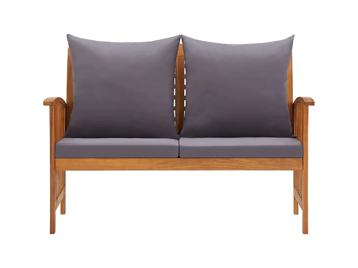 Banco de jardim com almofadões 119 cm madeira de acácia maciça