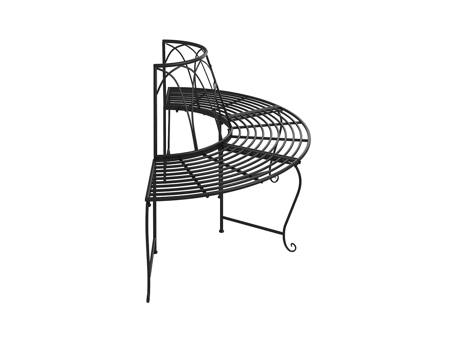 Banc demi-circulaire tour d'arbre 2 pièces Ø159 cm Noir Acier