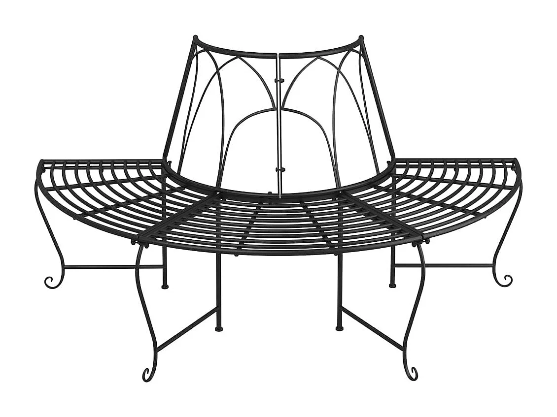 Banc demi-circulaire tour d'arbre 2 pièces Ø159 cm Noir Acier