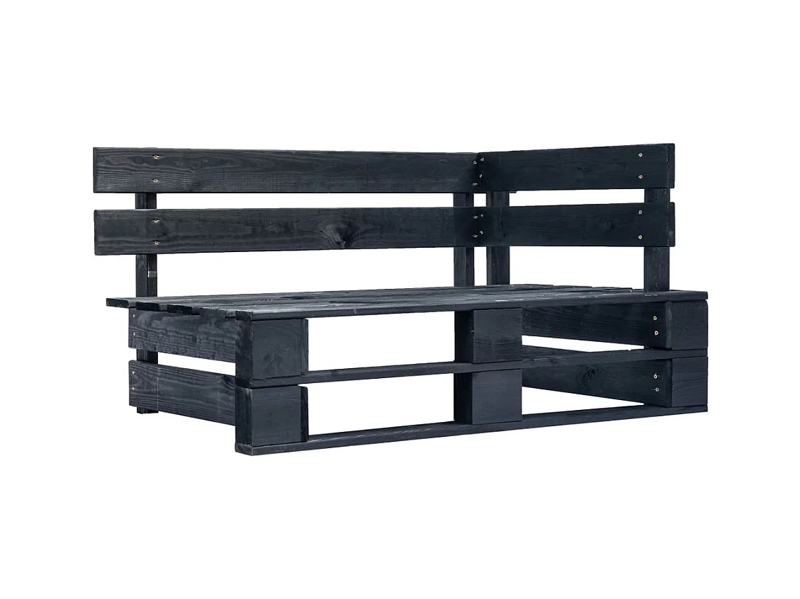 Banc d'angle palette de jardin bois noir