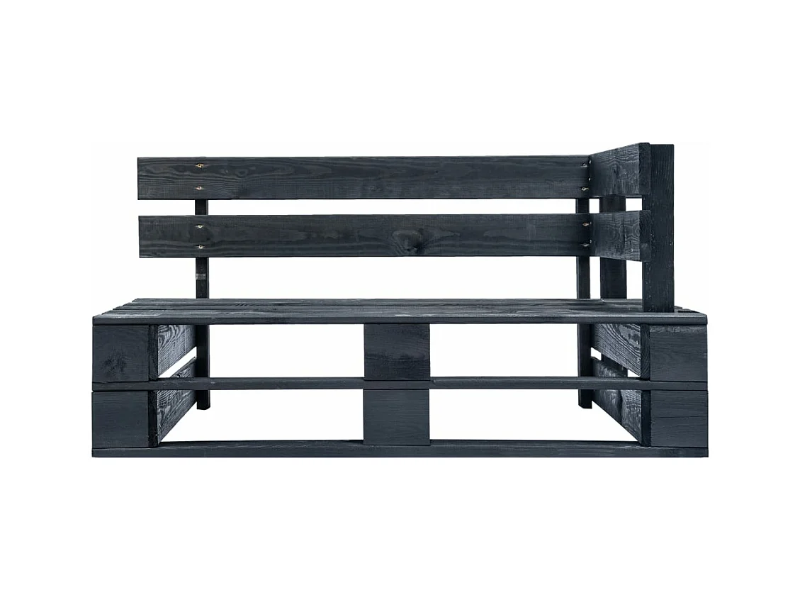 Banc d'angle palette de jardin bois noir