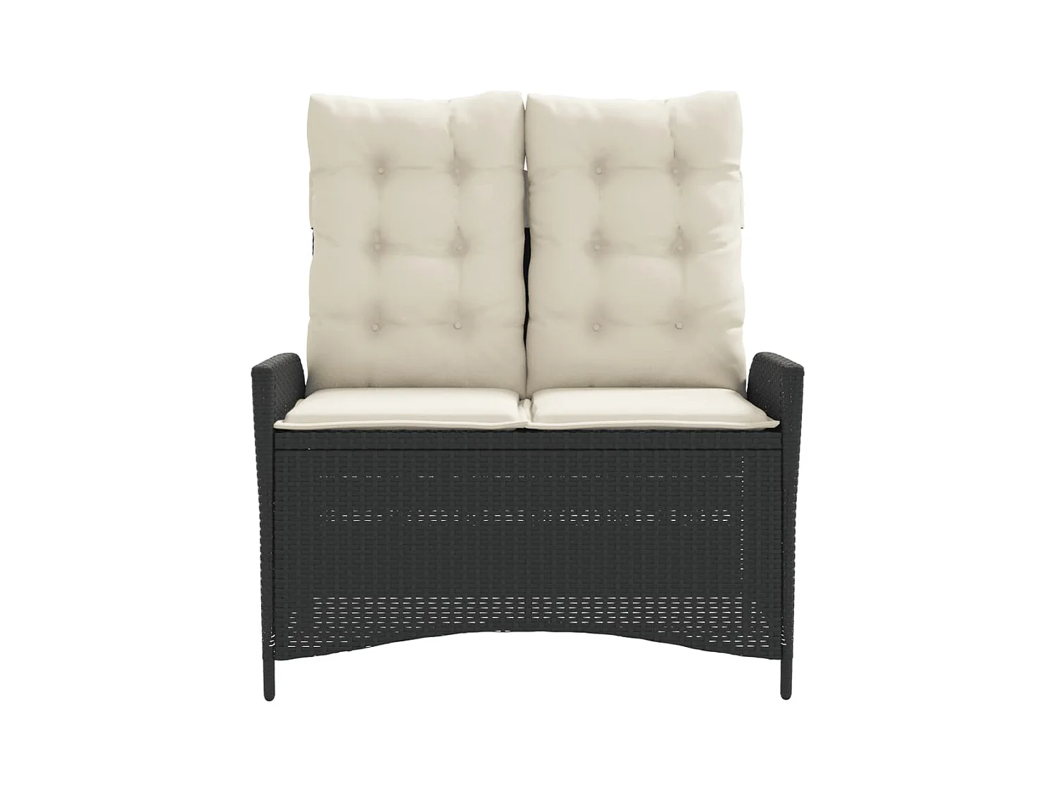 Banc inclinable de jardin avec coussins noir résine tressée