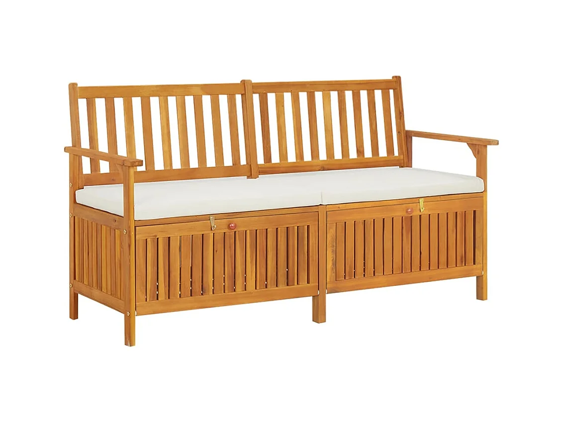 Banc de rangement avec coussin 148 cm Bois d'acacia solide