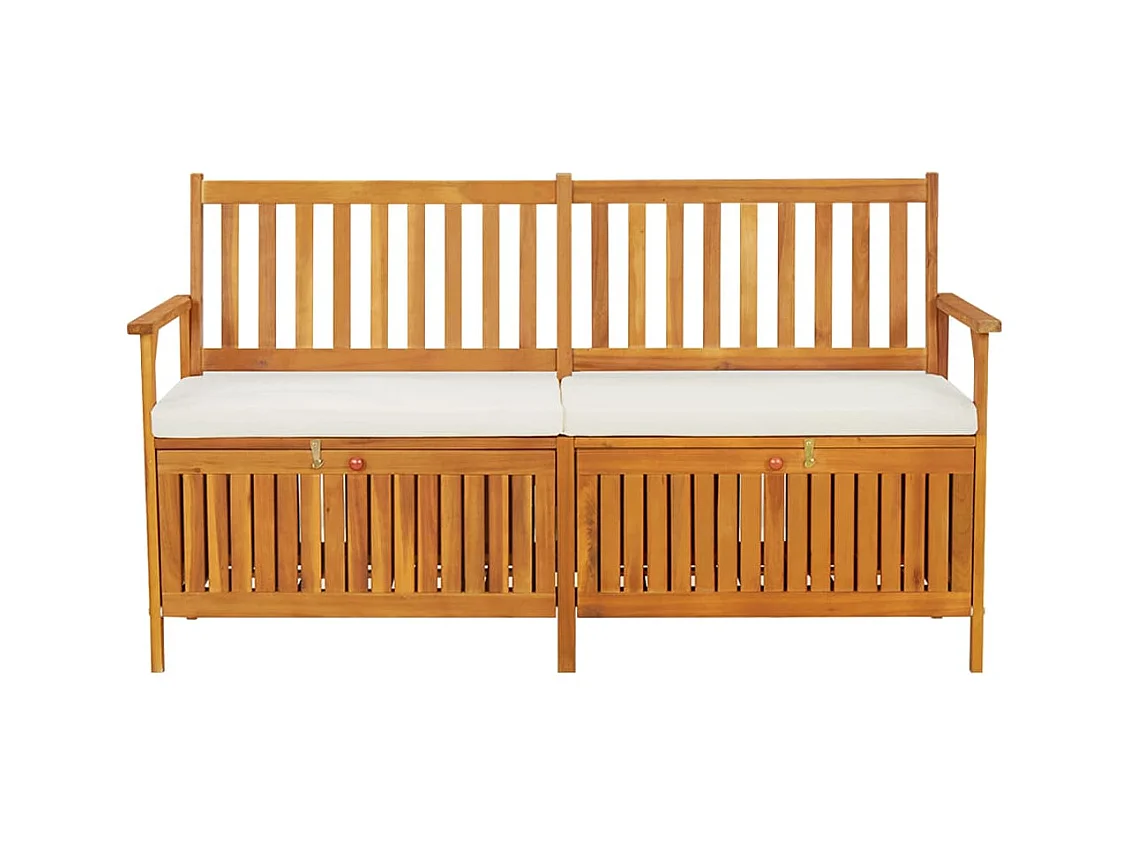Banc de rangement avec coussin 148 cm Bois d'acacia solide