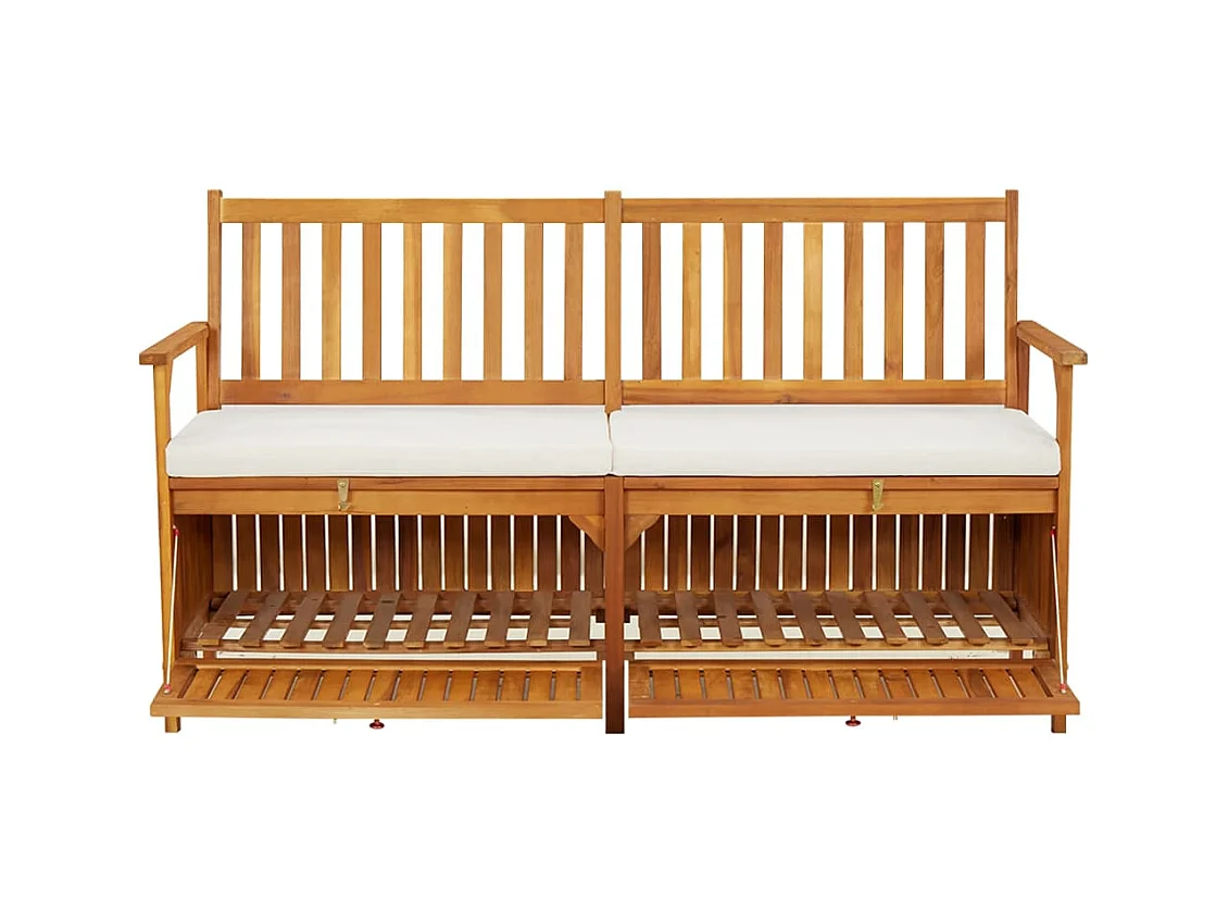 Banc de rangement avec coussin 148 cm Bois d'acacia solide