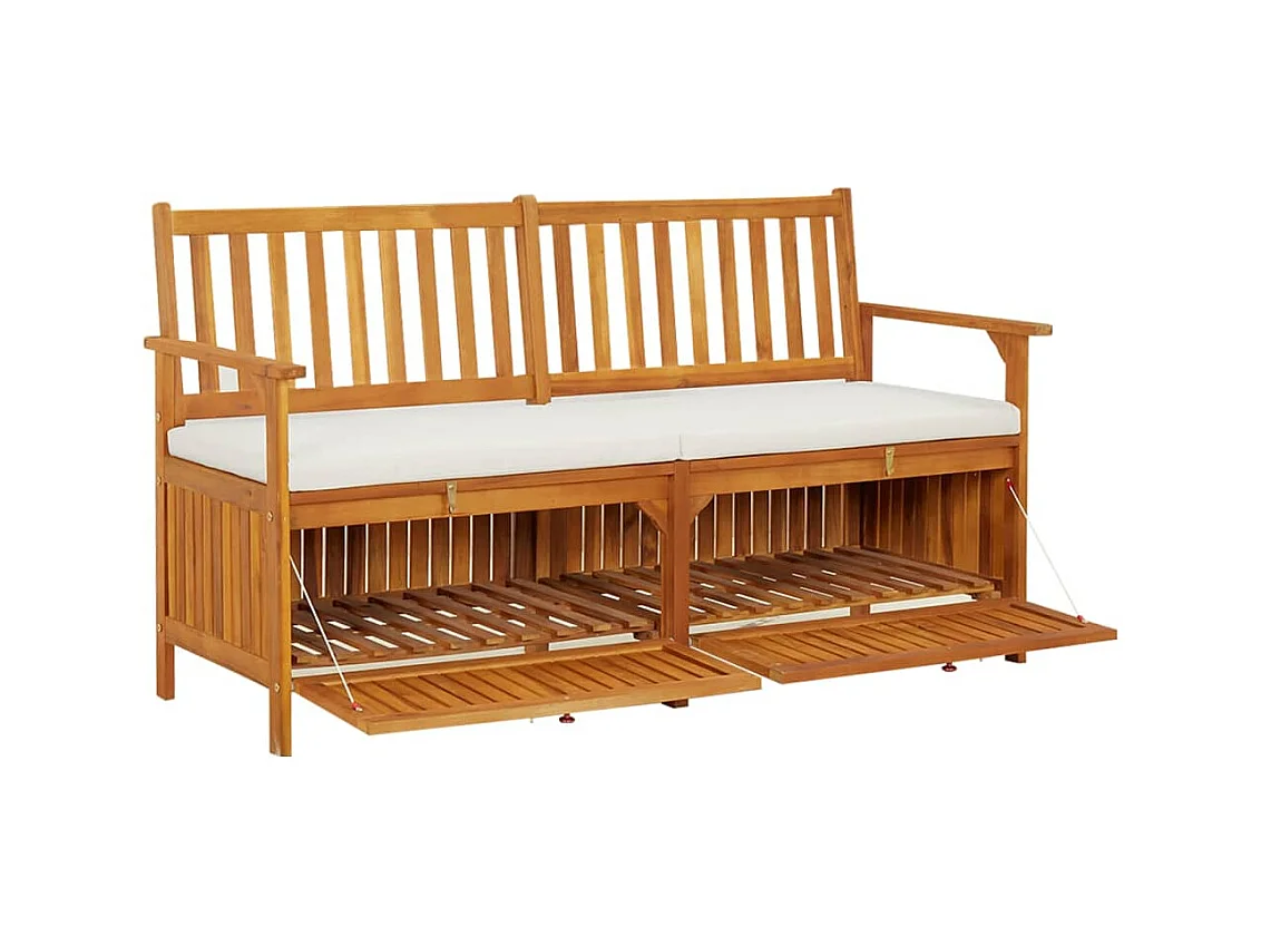 Banc de rangement avec coussin 148 cm Bois d'acacia solide