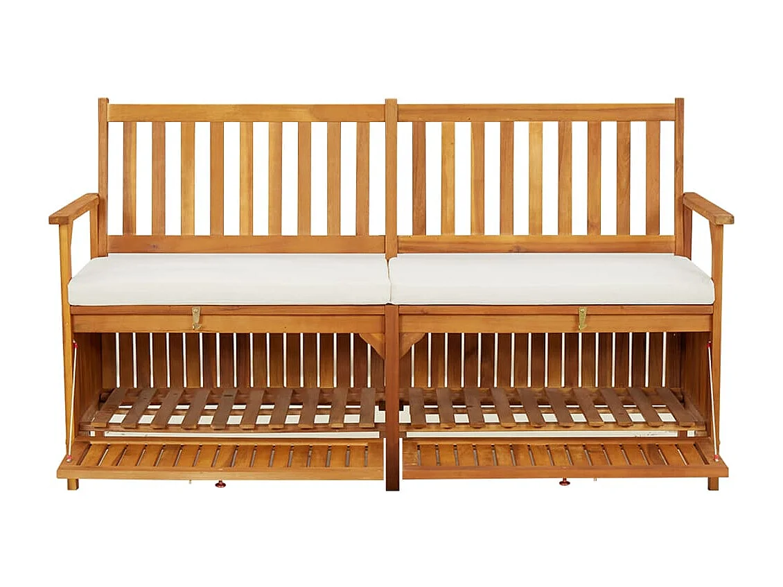 Banc de rangement avec coussin 148 cm Bois d'acacia solide