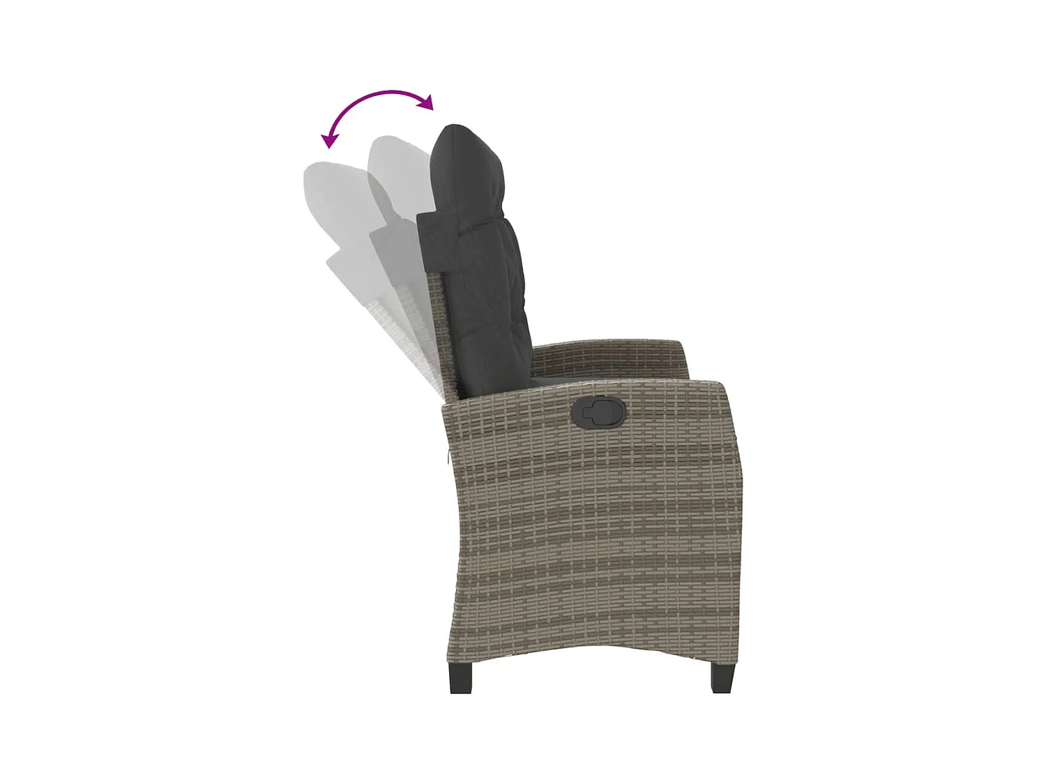 Banco de jardim reclinável com almofadões vime PE cinzento