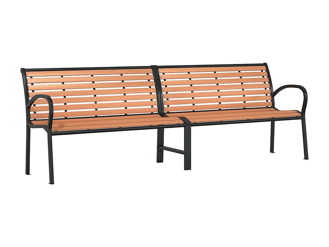 Banc de jardin marron 231 cm bois et acier enduit de poudre