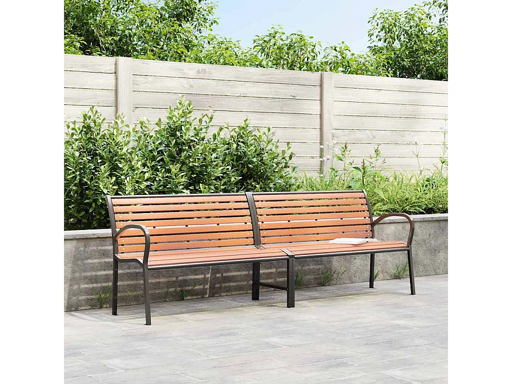 Banc de jardin marron 231 cm bois et acier enduit de poudre