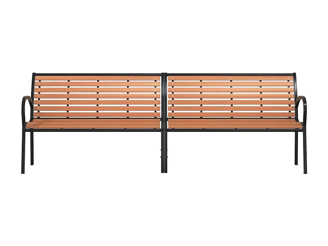 Banc de jardin marron 231 cm bois et acier enduit de poudre