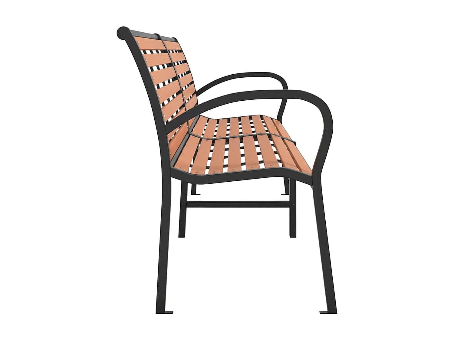 Banc de jardin marron 231 cm bois et acier enduit de poudre