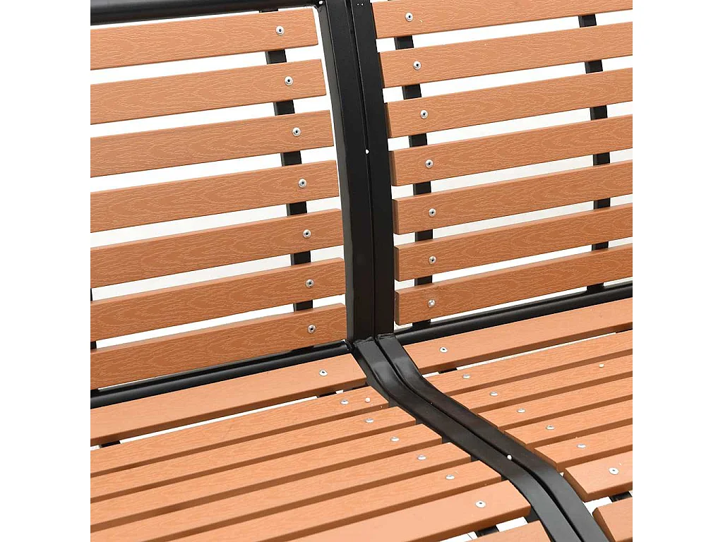 Banc de jardin marron 231 cm bois et acier enduit de poudre