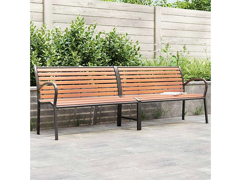 Banc de jardin marron 231 cm bois et acier enduit de poudre