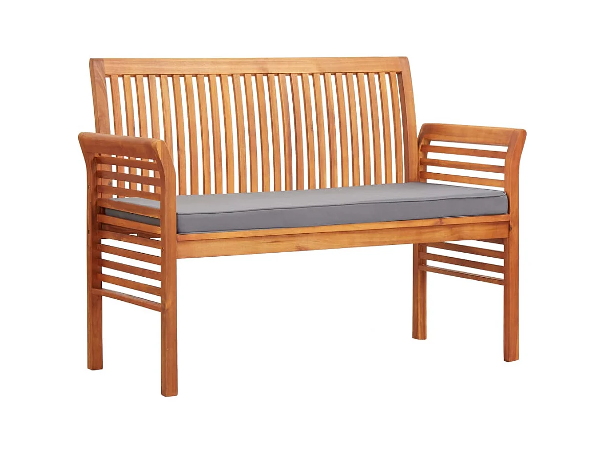 Banco de jardín 2 plazas con cojín madera maciza acacia 120 cm