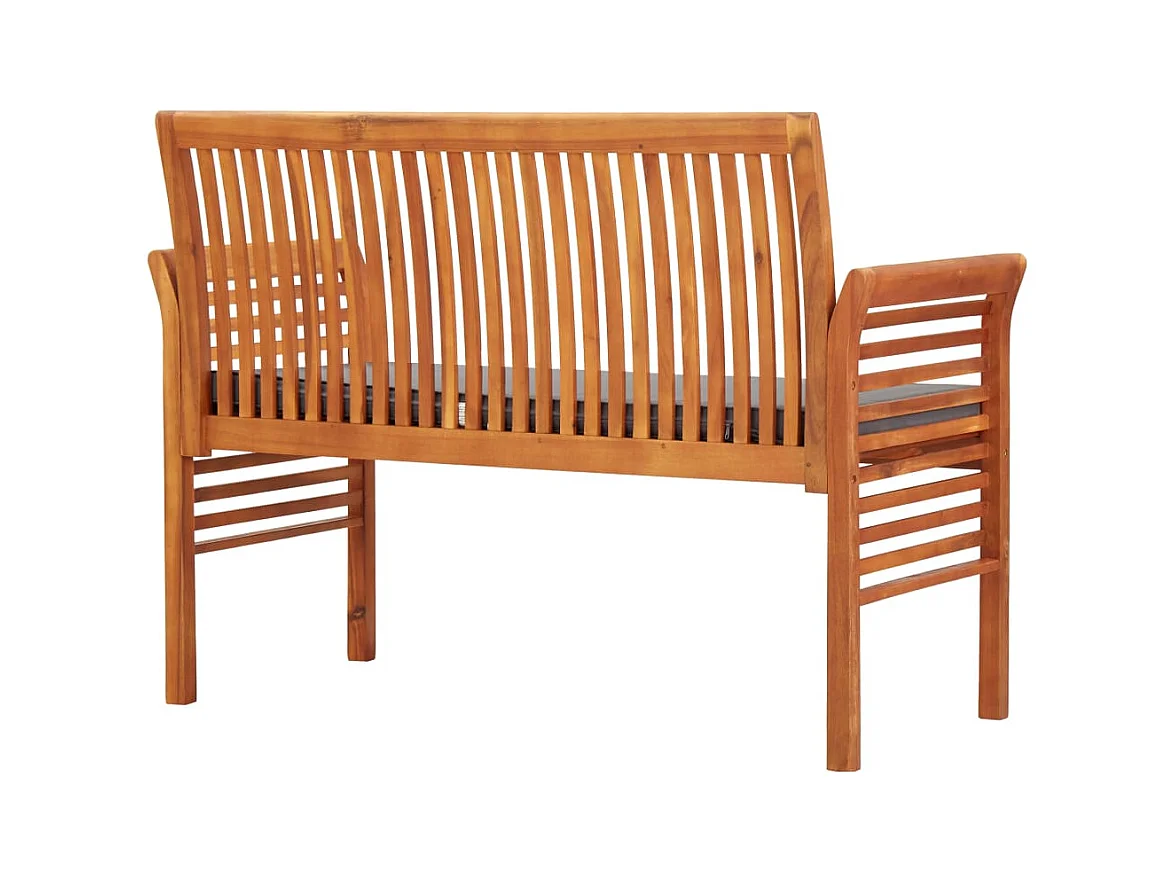 Banco de jardín 2 plazas con cojín madera maciza acacia 120 cm