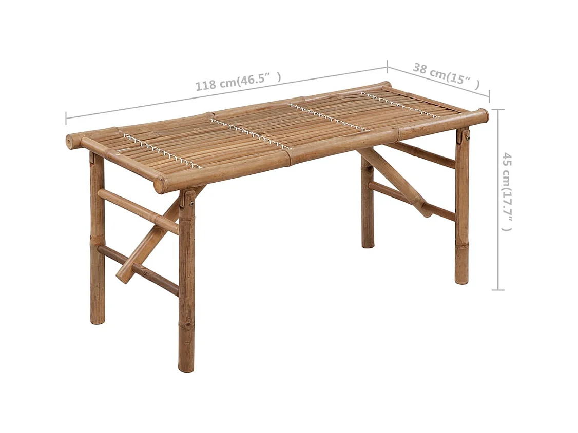 Banco de jardín plegable con cojín bambú 118 cm