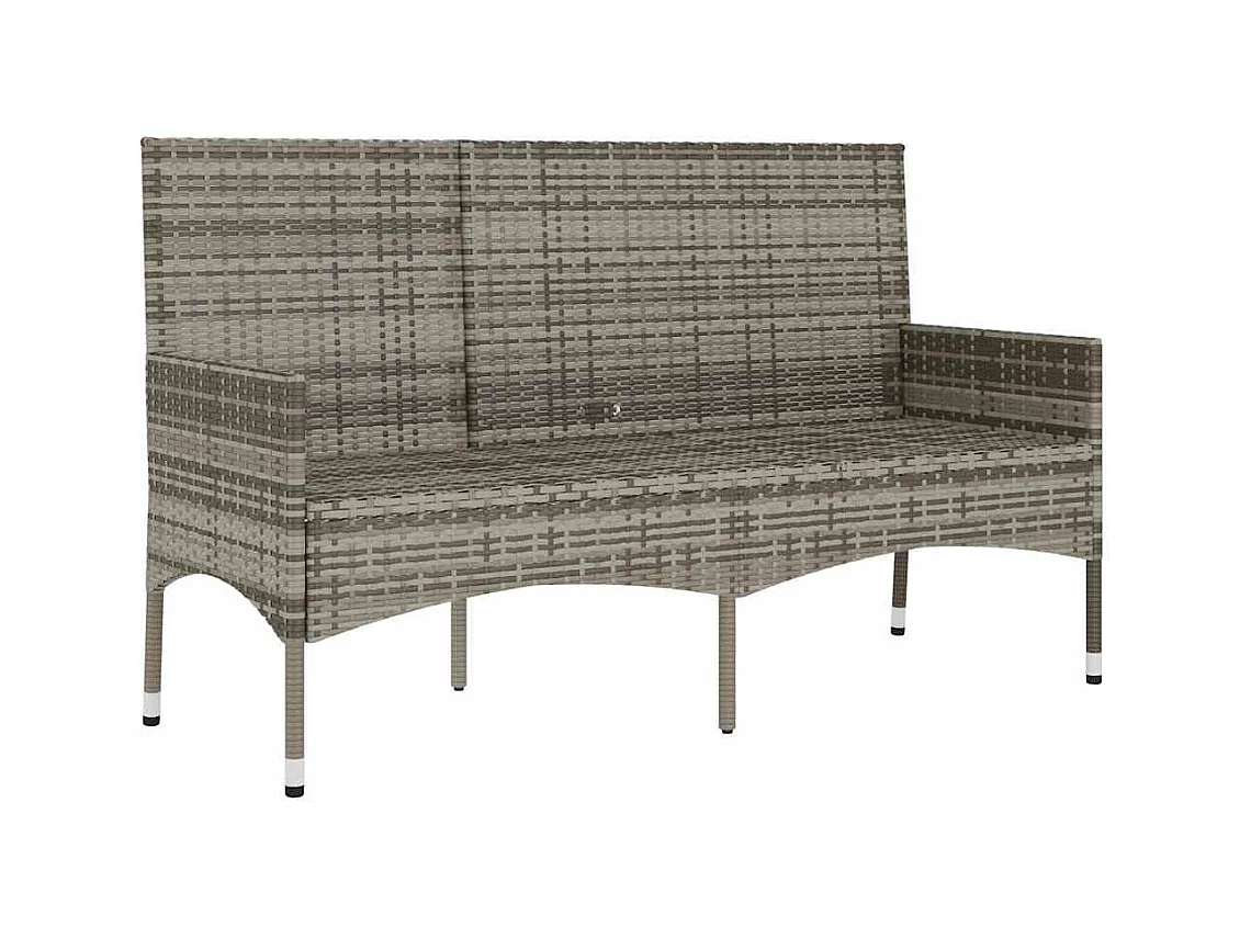 Banco de jardín de 3 plazas con cojines ratán sintético gris