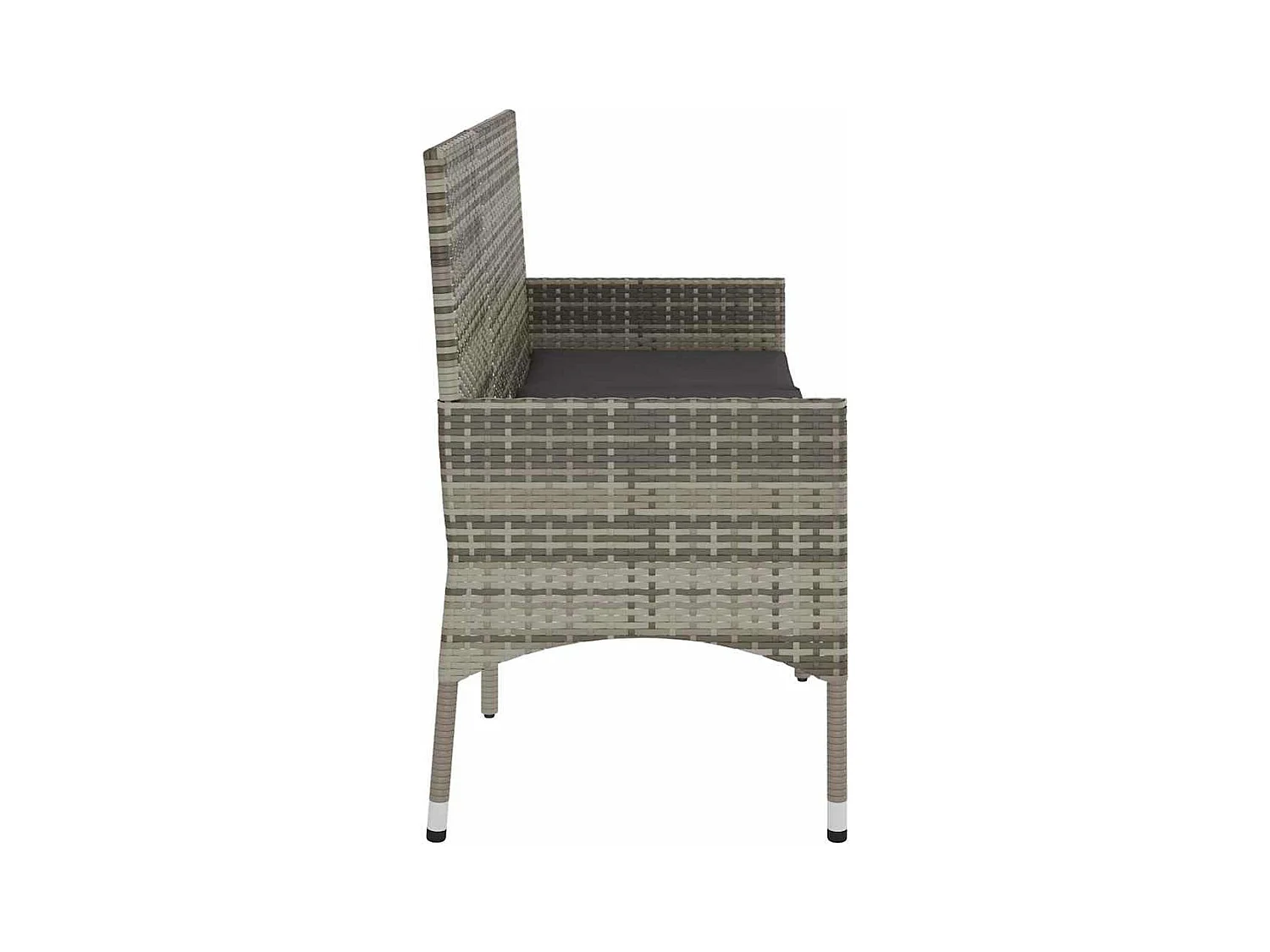 Banco de jardín de 3 plazas con cojines ratán sintético gris