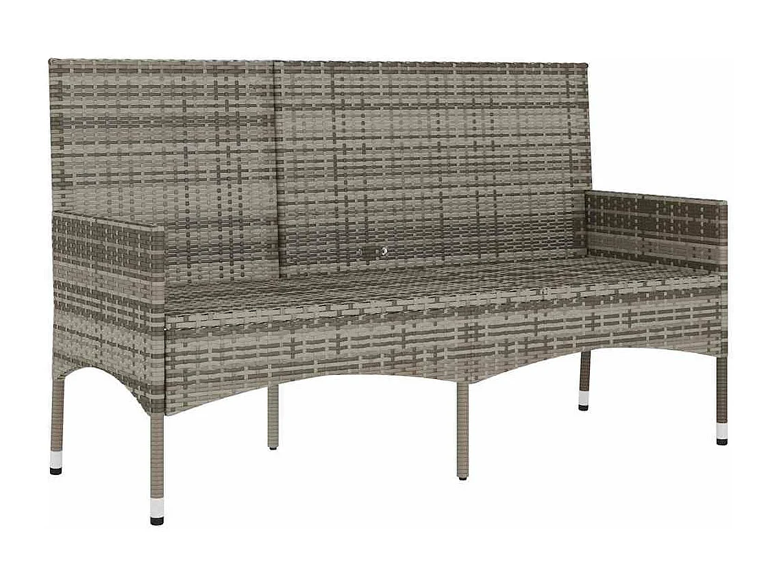 Banc de jardin à 3 places avec coussins Gris Résine tressée