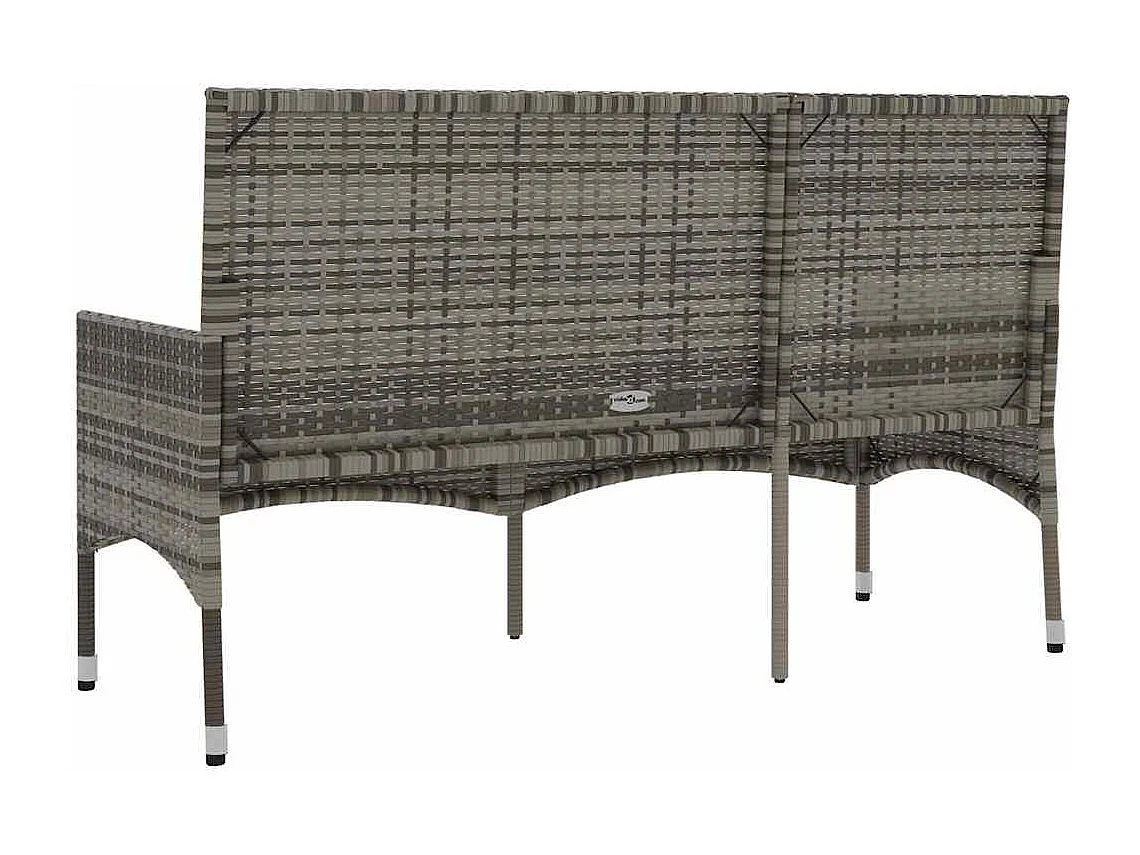 Banc de jardin à 3 places avec coussins Gris Résine tressée